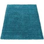 Blaue Unifarbene Paco Home Rechteckige Shaggy Teppiche aus Polypropylen schmutzabweisend 