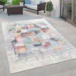 Reduzierte Pastellblaue Abstrakte Moderne Paco Home Outdoor-Teppiche & Balkonteppiche 80x150 
