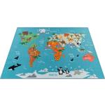 Blaue Motiv Paco Home Runde Kinderteppiche 160 cm mit Weltkartenmotiv aus Polyamid 