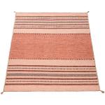 Aprikose Gestreifte Ethno Allergiker Paco Home Rechteckige Kelim Teppiche aus Baumwolle schmutzabweisend 