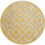 Gelbe Rauten Paco Home Runde Runde Teppiche 200 cm aus Polypropylen schmutzabweisend 