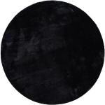 Schwarze Unifarbene Paco Home Runde Shaggy Teppiche 100 cm aus Polyester schmutzabweisend 