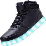 Schwarze LED Schuhe & Blink Schuhe in Normalweite aus Leder für Damen Größe 45 für Partys für den für den Frühling 
