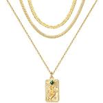 Reduzierte Minimalistische Zweireihige Halsketten & Mehrlagige Halsketten aus vergoldet 14 Karat für Damen 