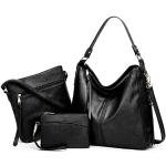 Reduzierte Schwarze Elegante Handtaschen Sets aus Leder für Damen 