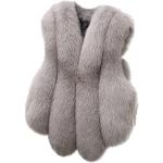 Graue Elegante Atmungsaktive Fellwesten aus Pelz für Damen Größe XL für den für den Winter 
