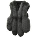 Dunkelgraue Elegante Atmungsaktive Fellwesten aus Pelz für Damen Größe XXL für den für den Winter 