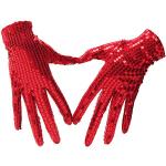 Rote Michael Jackson Faschingshandschuhe mit Pailletten für Kinder Größe 10 