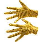 Goldene Michael Jackson Faschingshandschuhe mit Pailletten für Kinder Größe 10 