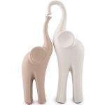 Beige 31 cm Pajoma Elefanten Figuren aus Keramik 2-teilig 