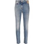 Reduzierte Blaue Bestickte Palm Angels Jeans mit Stickerei mit Reißverschluss aus Leder für Damen Größe XXL Weite 27, Länge 28 