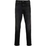 Schwarze Gestreifte Palm Angels Slim Fit Jeans aus Leder für Herren Weite 28, Länge 30 