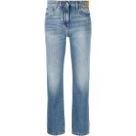 Reduzierte Blaue Bestickte Palm Angels Jeans mit Stickerei mit Reißverschluss aus Leder für Damen Größe XXL Weite 25 