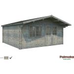 Graue Palmako Britta Blockbohlenhäuser imprägniert 40mm aus Holz mit Satteldach Blockbohlenbauweise 
