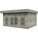 Reduzierte Graue Moderne Palmako Design Gartenhäuser 44mm aus Holz mit Flachdach 