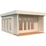 Palmako Design-Gartenhäuser 44mm aus Massivholz mit Flachdach Blockbohlenbauweise 