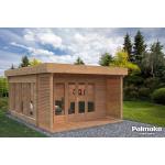 Palmako Design-Gartenhäuser 44mm aus Massivholz mit Flachdach Blockbohlenbauweise 
