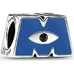 PANDORA Moments Disney Pixar Die Monster AG Logo M Charm aus Sterling Silber mit Kristallen, Kompatibel Moments Armbändern, 792753C01