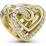 Reduzierte Goldene PANDORA Beads vergoldet aus Gold 14 Karat mit Zirkonia für Damen 1-teilig 
