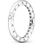Reduzierte Silberne PANDORA Logo Quadratische Ringe mit Herz mit Zirkonia für Damen Größe 54 