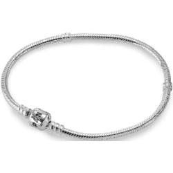PANDORA Moments Schlangen-Gliederarmband mit Zylinderverschluss aus Sterling-Silber, kompatibel mit Charms und Anhängern aus der Moments Kollektion, Größe: 23cm
