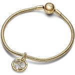 Reduzierte Silberne Sterne PANDORA Moments Beads mit Tiermotiv vergoldet aus Silber 14 Karat mit Zirkonia für Damen 1-teilig 