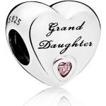 Pandora Unisex Granddaughter Heart Silver Charm With Pink Cubic Zirconia - Pink / One size