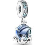 Reduzierte Blaue PANDORA Moments Beads aus Silber mit Zirkonia für Damen 1-teilig 