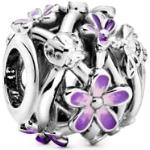 Lavendelfarbene PANDORA Gänseblümchen Charms mit Insekten-Motiv poliert aus Silber für Damen 1-teilig 