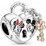 Reduzierte Silberne PANDORA Rose Entenhausen Minnie Maus Charms mit Maus-Motiv vergoldet 14 Karat graviert für Damen 1-teilig 