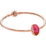 Rote PANDORA Beads poliert aus Rosegold graviert für Damen 