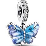 Blaue PANDORA Schmetterling Charms mit Insekten-Motiv Polierte aus Glas mit Zirkonia 