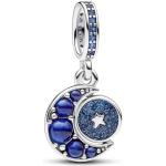 Reduzierte Blaue PANDORA Moments Charms aus Silber graviert für Damen 1-teilig 
