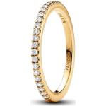 PANDORA Timeless Funkelnder Band-Ring aus Sterling Silber mit vergoldeter Metalllegierung, Cubic Zirkoniastein verziert, Größe: 58, 162999C01-58