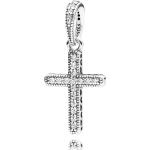 Pandora Unisex Cross Silver Pendant With Clear Cubic Zirconia - n/a / One size