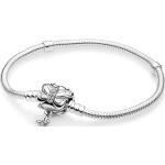 Pandora Women's Snake Chain Silver Bracelet And Butterfly Clasp With Clear Cubic Zirconia - n/a / 17 cm