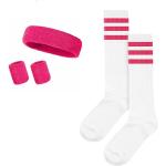 Pangogogo 5Stk Sportliches Schweißband Handgelenk Socken|2 Schweißband,1 Stirnband &1 Paar Socken | rutschfest, Geruchshemmend Schweißbänder für Fitness Yoga Volleyball (Pink)