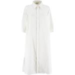 Weiße 3/4-ärmelige Panicale Cashmere Shirtkleider aus Leinen für Damen Größe S 