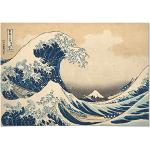 Silberne Asiatische Hokusai Quadratische Leinwandbilder metallic 50x70 