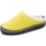 Gelbe Gesteppte bader Damenpantoffeln & Damenschlappen in Komfortweite aus Filz mit herausnehmbarem Fußbett Größe 40 für den für den Winter 
