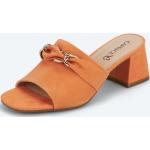 Orange Elegante Caprice Karree Damenclogs & Damenpantoletten in Komfortweite aus Veloursleder Größe 40 mit Absatzhöhe 5cm bis 7cm für den für den Sommer 