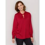 Reduzierte Rote Unifarbene Langärmelige Paola! Stehkragen Festliche Blusen mit Knopf aus Satin für Damen 