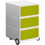 PAPERFLOW easyBox Rollcontainer weiß, grün 3 Auszüge 39,0 x 43,6 x 64,2 cm