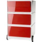 Rote Paperflow Rollcontainer aus Polystyrol mit Schublade Breite 50-100cm, Höhe 0-50cm, Tiefe 300-350cm 