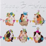 Paperlink Allgemeine Geburtstagskarte für Frauen/Mädchen – Meerschweinchen-Party mit silberfarbener geprägter Folie – umweltfreundlich und recycelbar