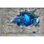 Reduzierte Bunte Abstrakte Papermoon Steinwand-Fototapeten mit Delfinmotiv 