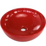 Rote Runde Handwaschbecken & Gäste-WC-Waschtische aus Keramik ohne Hahnloch 