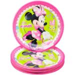 Pinke Entenhausen Minnie Maus Teller 23 cm mit Maus-Motiv aus Pappe Einweg 8-teilig 