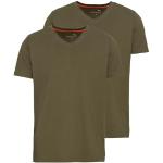 Reduzierte Olivgrüne Parforce V-Ausschnitt T-Shirts aus Baumwolle für Herren Größe M 2-teilig 