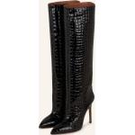 Schwarze Lack-Optik Paris Texas Spitze Pfennigabsatz High-Heel Stiefel aus Leder für Damen Größe 41 
